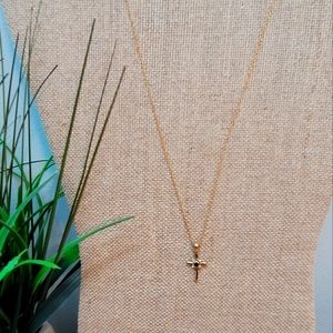 GOLD CROSS | SS Gold Plated, Saphire & CZ